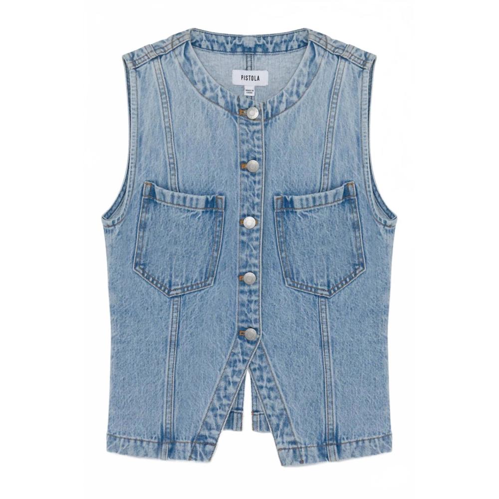 NEW PISTOLA gia fitted collarless vest in blue - Picture 2 of 2